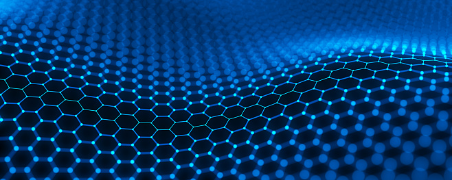 Blue futuristic digital technological background with hexagonal grid. Sci-fi background. Abstract connections technology and digital network.
