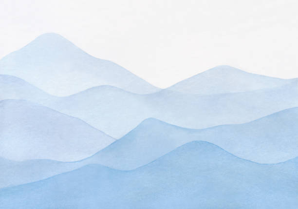 istock Abstract, blue, watercolor background with a landscape of mountains. 1479778456