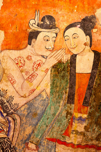 starożytny tajski malarstwo ścienne - wat phumin zdjęcia i obrazy z banku zdjęć