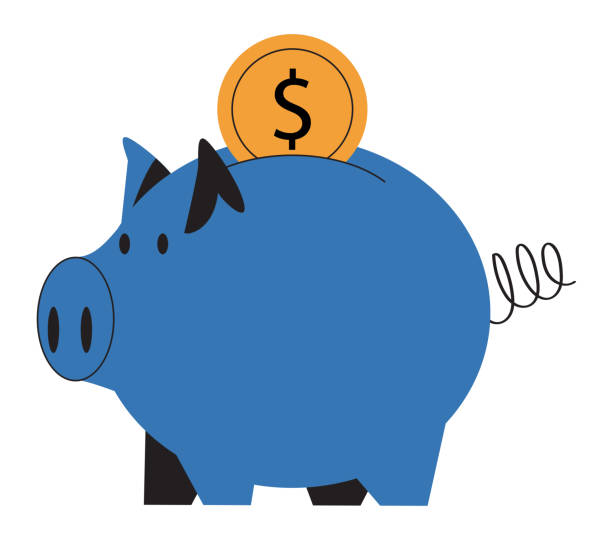 skarbonka oszczędza pieniądze - savings finance currency piggy bank stock illustrations