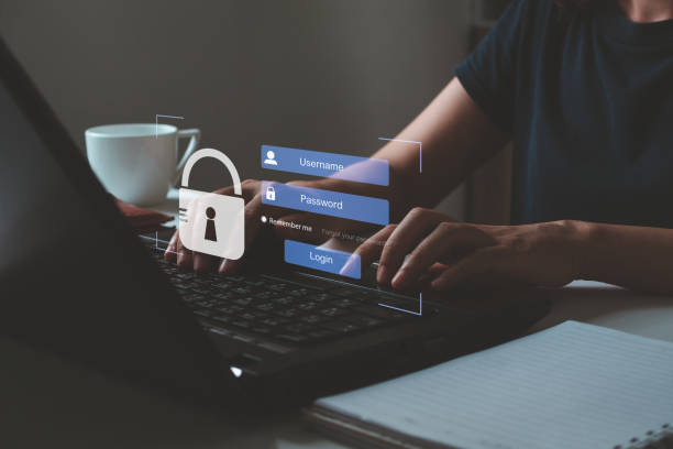 istock user typing login and password on laptop and virtual interfaces. cyber security concept, data protection and secured internet access, cybersecurity 1479780630