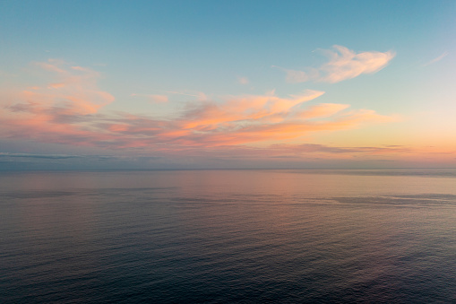 Soft sunset over the Atlantic ocean.