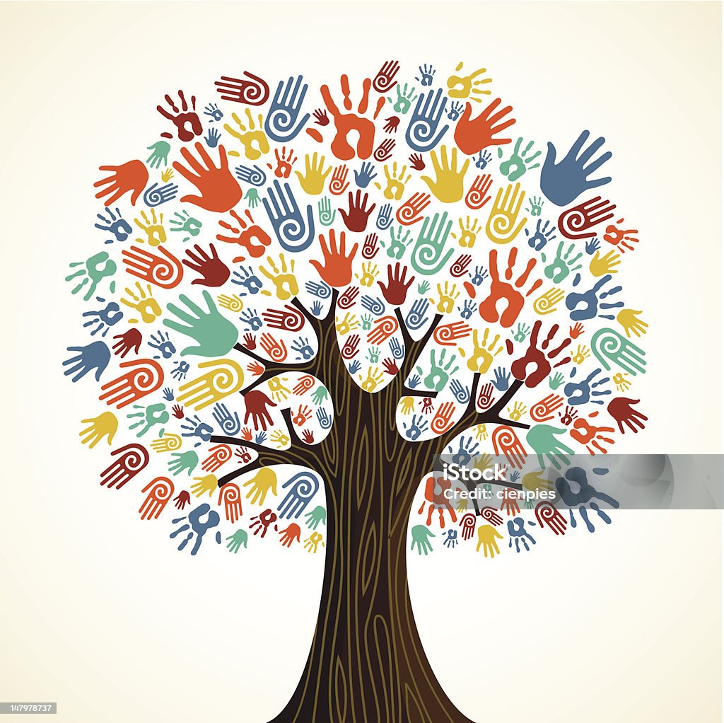 Diversité arbre mains illustration - clipart vectoriel de Arbre libre de droits