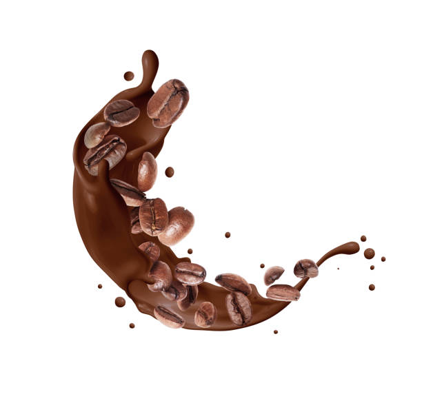 istock Coffee beans with chocolate splashes isolated on a white background 1479789287