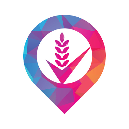Wheat Grain Check Logo. Grain Wheat Logo Concept sign icon symbol Design.