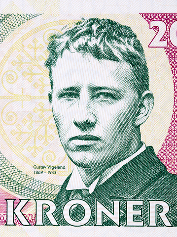 Gustav Vigeland a closeup portrait from money