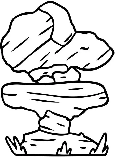 Vector illustration of hand drawn line drawing doodle of grey stone boulder