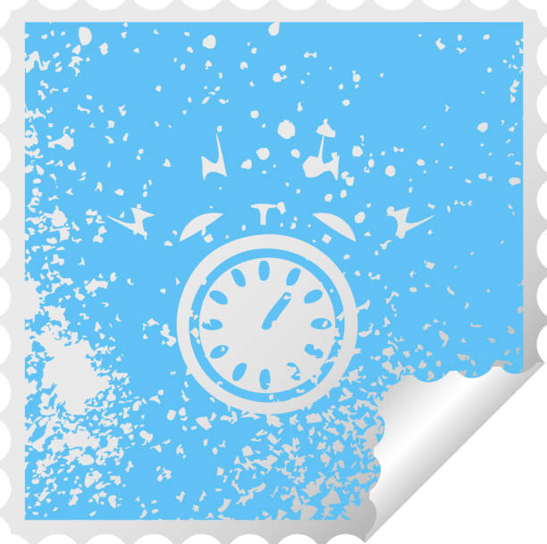 istock distressed square peeling sticker symbol of a ringing alarm clock 1479797333