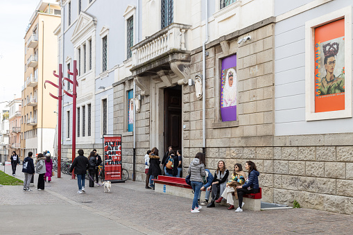 Padua, Veneto, Italy - Mar 11th, 2023: Facade of Cultural Center Altinate San Gaetano