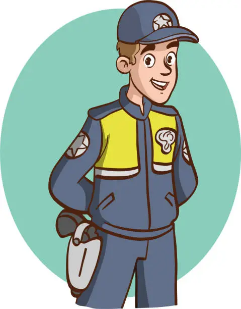 Vector illustration of cute police officer cartoon vector