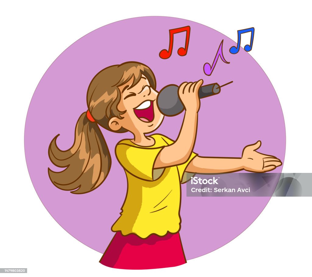 Happy Cute Kid Girl Sing With Smile Stock Illustration Download Image happy-cute-kid-girl-sing-with-smile-stock-illustration-download-image