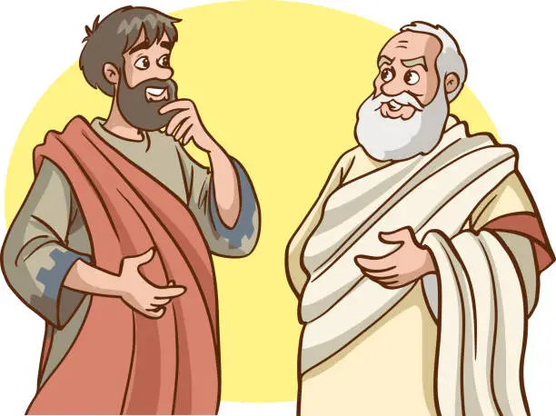 Vector illustration of two great philosopher greek thinkers vector illustration