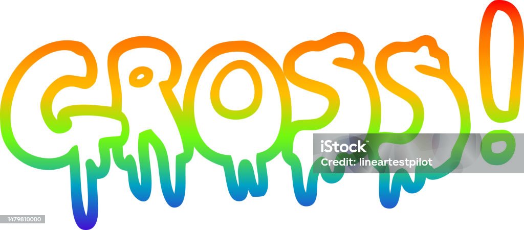 Rainbow Gradient Line Drawing Of A Cartoon Word Gross Stock