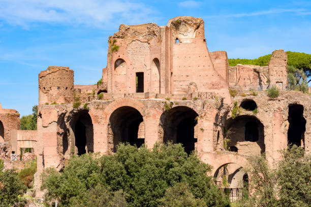 Temple of Apollo Palatinus ruins on Palatine hill, Rome, Italy Temple of Apollo Palatinus ruins on Palatine hill, Rome, Italy circo massimo stock pictures, royalty-free photos & images