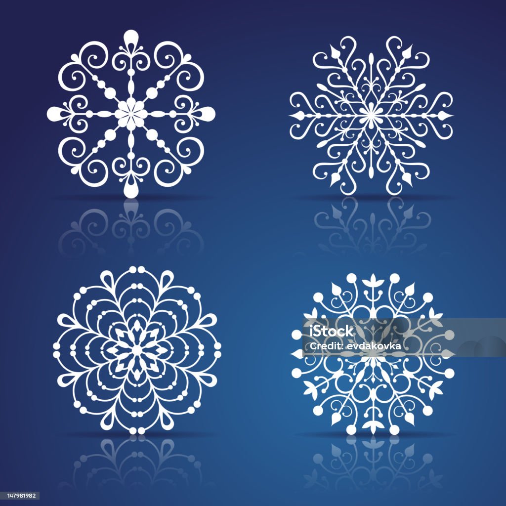 Flocons de neige décoratifs vector ensemble - clipart vectoriel de Abstrait libre de droits