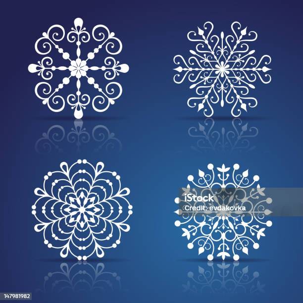 Flocons De Neige Décoratifs Vector Ensemble Vecteurs libres de droits et plus d'images vectorielles de Abstrait - Abstrait, Artificiel, Beauté de la nature