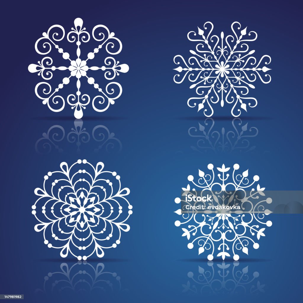 Conjunto de flocos de neve decorativos vector - Royalty-free A nevar arte vetorial