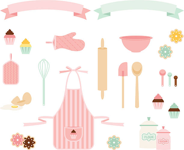 pink sugar backen symbole - sugar kitchen utensil measuring spoon spoon stock-grafiken, -clipart, -cartoons und -symbole