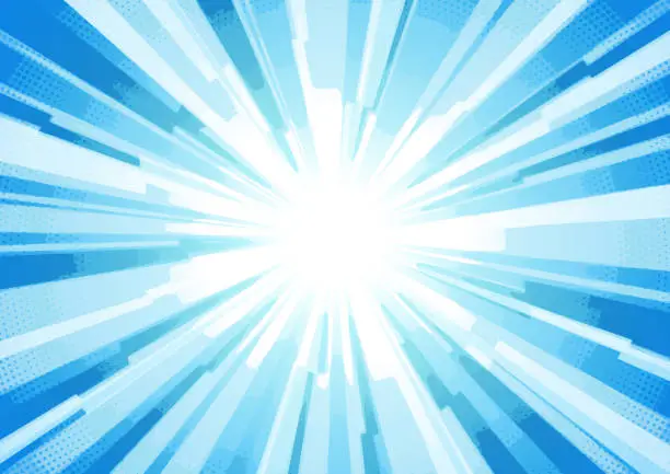 Vector illustration of Exploding comic starburst blue vector explosion