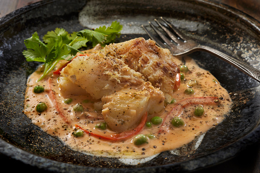 Baked Cod Fillets with a Thai Ginger Coconut Curry Sauce