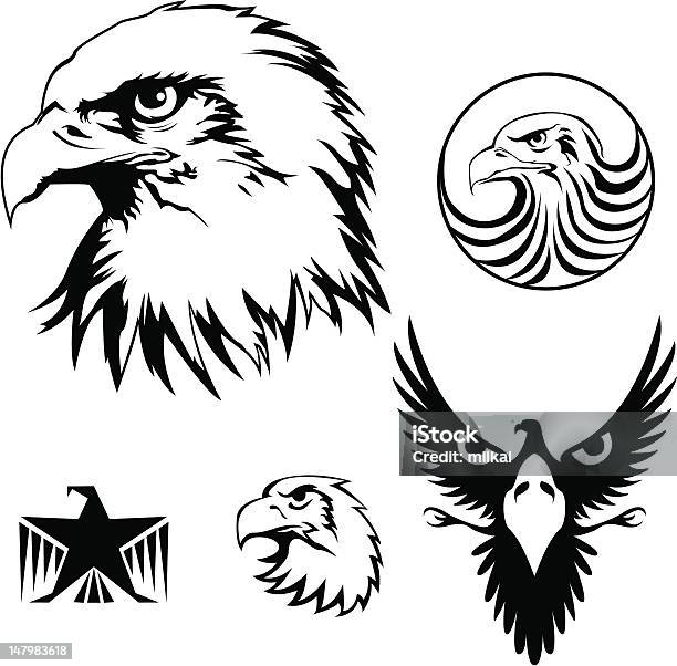Eagle Ensemble Vecteurs libres de droits et plus d'images vectorielles de Aigle - Aigle, Profil, Vectoriel