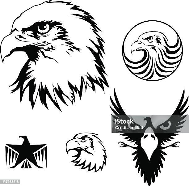 Eagle Set Stock Illustration - Download Image Now - Eagle - Bird, Profile View, Vector