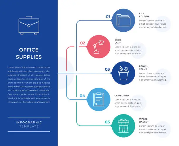 Vector illustration of Office Supplies Infographic Design