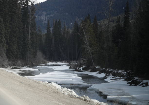 wiosenny śnieg na rzece similkameen, kolumbia brytyjska, kanada - similkameen river zdjęcia i obrazy z banku zdjęć