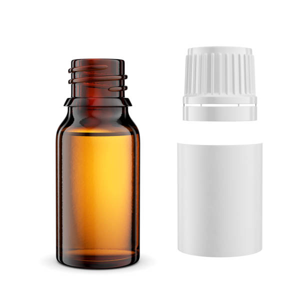 istock Blank medicine amber glass bottle isolated on white. 3D rendering. 1479841227
