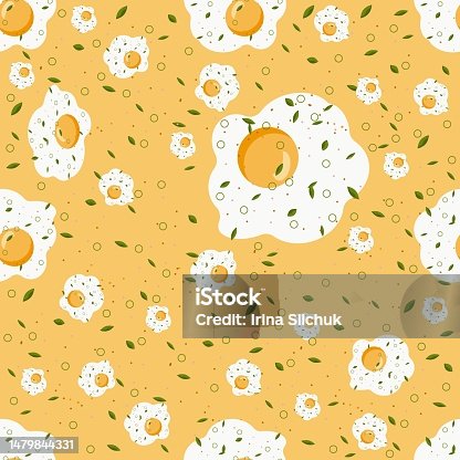 istock Yummy fried egg seamless pattern. Background for your design, fabric textile, wallpaper or wrapping paper 1479844331