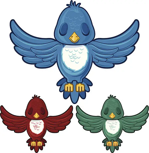 Vector illustration of Bird in three different colors