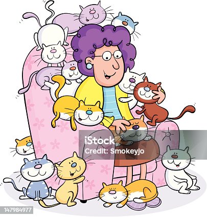 761 Old Lady With Cat Illustrations & Clip Art - iStock | Tv, Older lady  with cat, Old man with dog