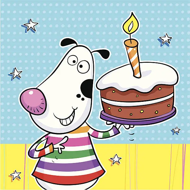 Vector illustration of Dog and cake