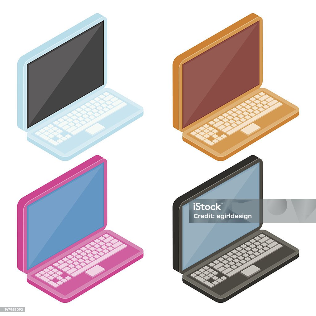 Coloridos computadoras portátiles - arte vectorial de Clip Art libre de derechos