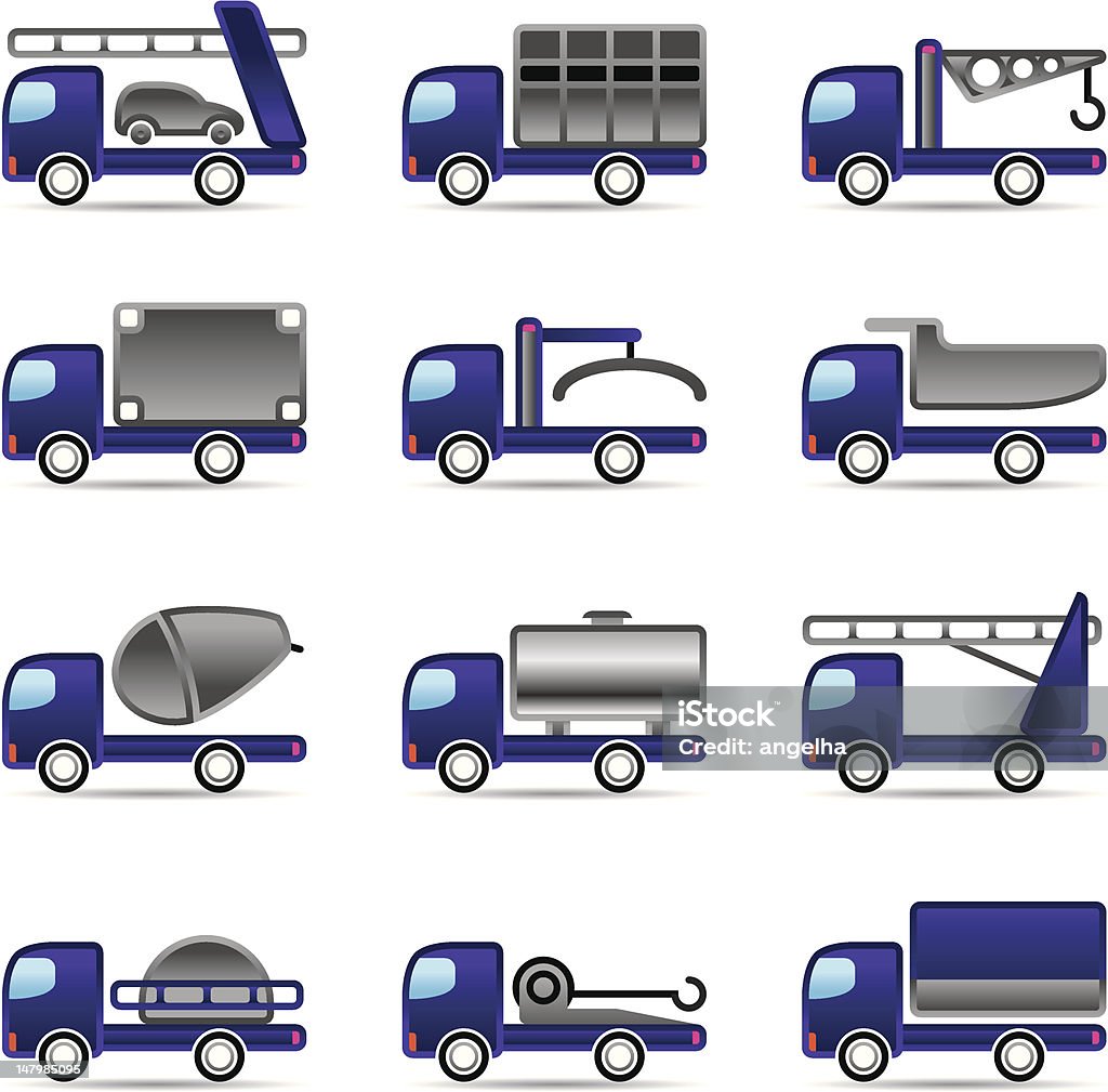 Diferentes tipos de camiones - arte vectorial de Actividad libre de derechos