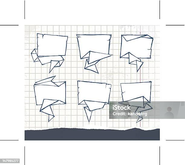 Set Of Handdrawn Origami Speech Bubbles Stock Illustration - Download Image Now - Art, Art And Craft, Backgrounds