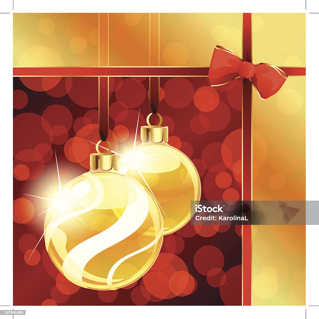 banner vermelho e dourado com ornamentos de Natal - Royalty-free Amarelo arte vetorial