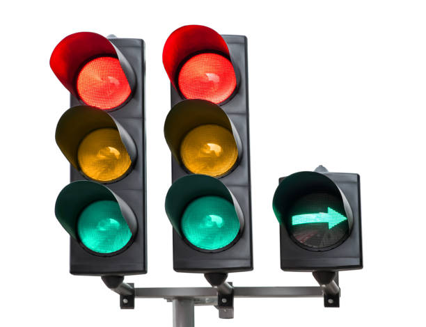 istock Traffic lights with three signals on white background 1479856632