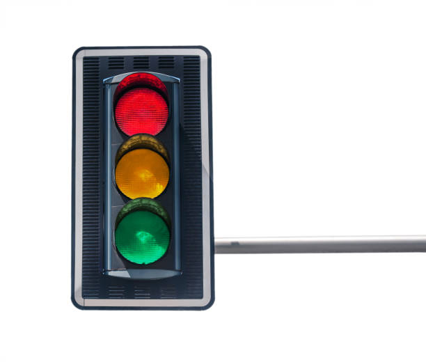 istock Traffic lights with three signals on white background 1479856634