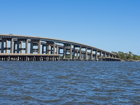 Florida state highway 520 goes over the Indian River lagoon at Cocoa Village in Brevard county Florida. The Hubert Humphery bridge and causeway heads to the world renown Cocoa Beach.