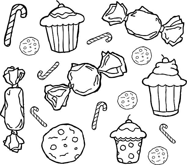 Candy & Cupcakes Theme vector art illustration