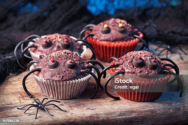 Halloween Cupcakes Stock Photo - Download Image Now - Halloween, Spider, Cupcake