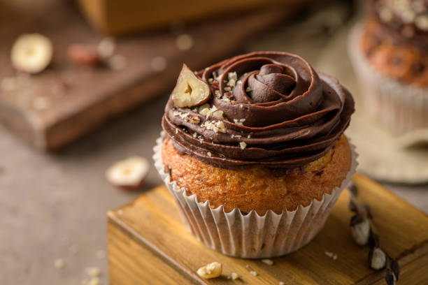 istock Chocolate chip muffins decorated with chocolate ganache 1479872245