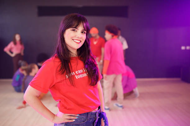 istock Smiling woman in a dance contest event 1479874900