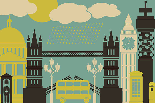 londyn krajobraz miejski - london england england street light telephone stock illustrations