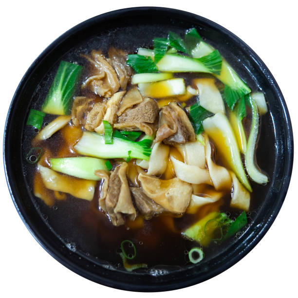 istock Noodle soup ramen with beef, mushrooms and greens 1479890401