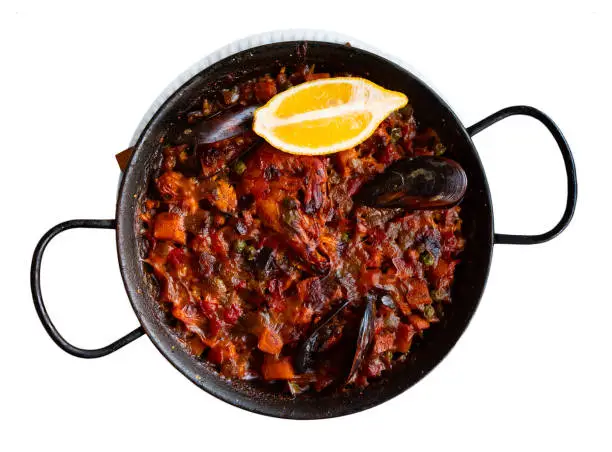 Photo of Delicious national Spanish dish is Paella with seafood