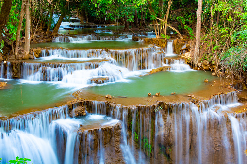 The beautiful Nauyuca Waterfall in the Costa Ballena near Dominical, Costa Rica (sometimes referred to as Santo Cristo Falls).