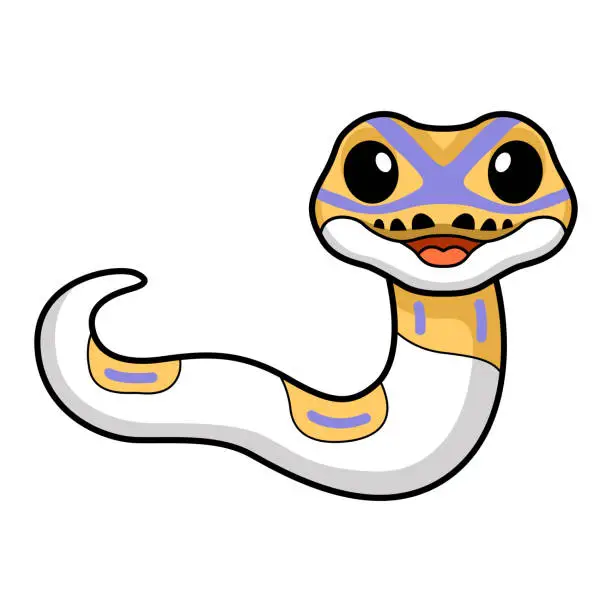 Vector illustration of Cute banana pied ball python cartoon