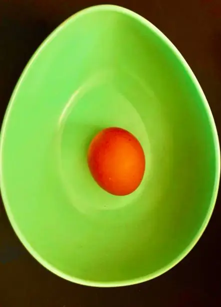 Photo of Brown Easter Egg in Green Bowl